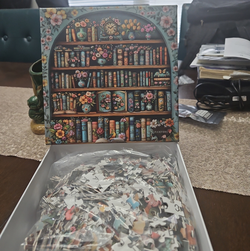 Decorative Floral Bookshelf Jigsaw Puzzle - Used